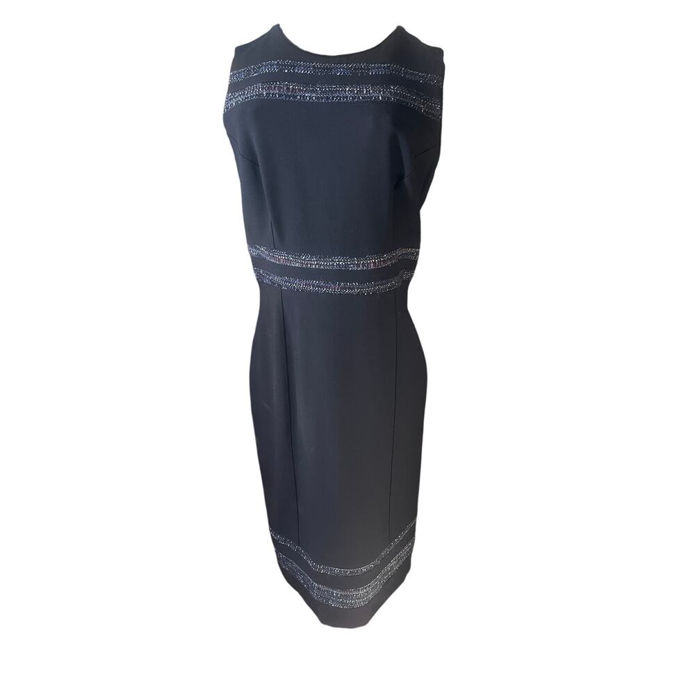 White House Black Market Body Perfecting Dress Size 6 NWT Black Tweed
